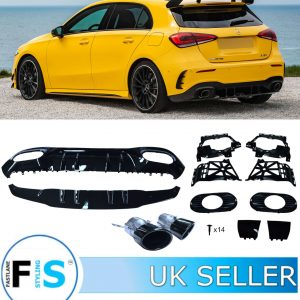 MERCEDES A CLASS W177 REAR DIFFUSER & TAILPIPES A35 AMG LOOK