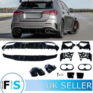 MERCEDES A CLASS W177 REAR DIFFUSER & TAILPIPES A45 AMG LOOK