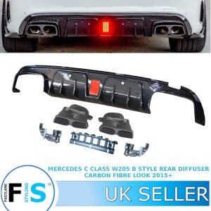 MERCEDES C CLASS W205 4D BRABUS STYLE REAR DIFFUSER