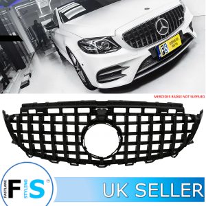 MERCEDES E CLASS W213 S213 C238 A238 PANAMERICANA GT STYLE FRONT GRILLE GLOSS BLACK 2016-2019