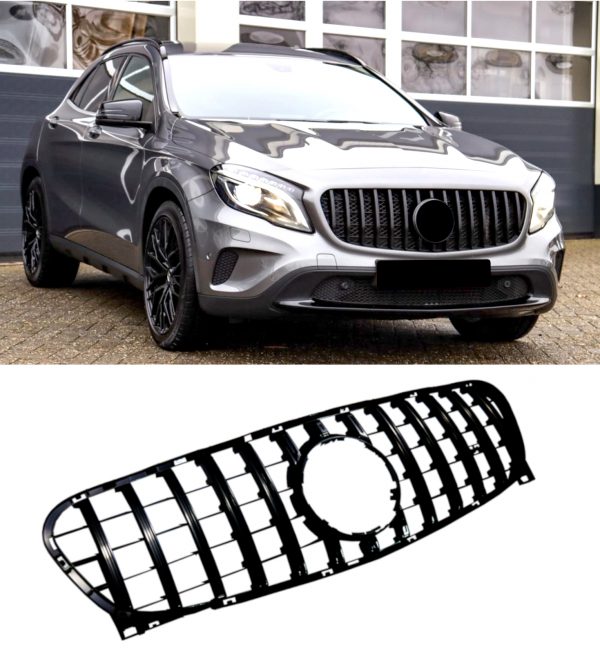 FRONT GRILLE PANAMERICANA GT STYLE GLOSS BLACK FOR MERCEDES GLA X156 2014-2016 - Image 3