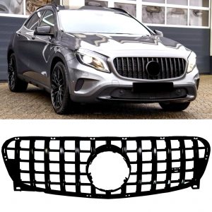 FRONT GRILLE PANAMERICANA GT STYLE GLOSS BLACK FOR MERCEDES GLA X156 2014-2016