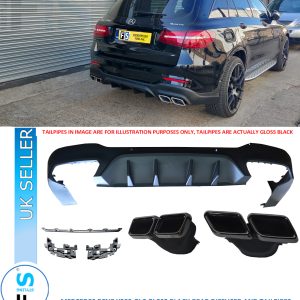 MERCEDES GLC CLASS X253 GLC63 AMG GLOSS BLACK DIFFUSER & TAILPIPES 2016-2019