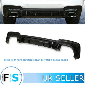 REAR DIFFUSER M PERFORMANCE STYLE GLOSS BLACK FOR BMW X3 G01 2017+ OEM FIT