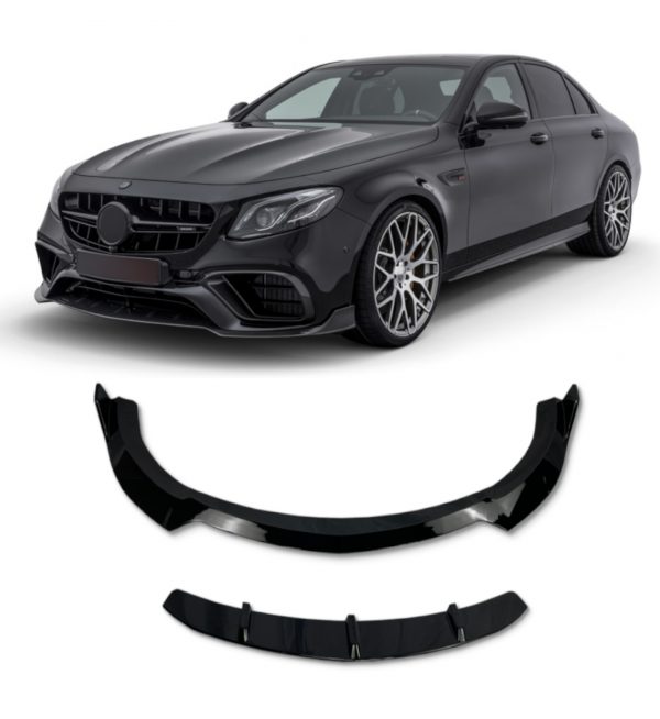 FRONT LIP SPLITTER GLOSS BLACK FOR MERCEDES E CLASS W213 E63 E63S 2016+ - Image 2