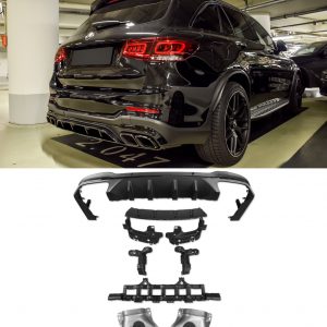 REAR DIFFUSER MATTE BLACK & BLK TIPS GLC63 STYLE FOR MERCEDES BENZ GLC X253 19+