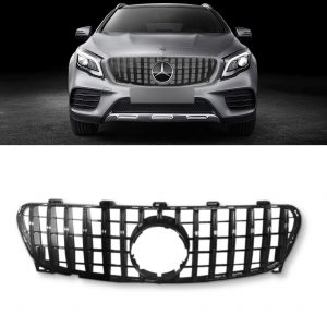 FRONT GRILLE PANAMERICANA GT STYLE GLOSS BLACK FOR MERCEDES GLA X156 2017-2019
