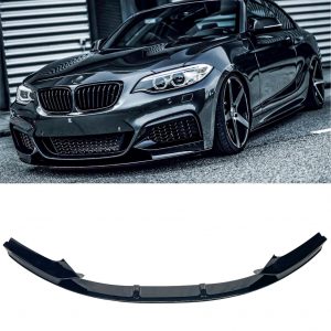 FRONT SPLITTER LIP SPOILER WING GLOSS BLACK FOR BMW 2 SERIES F22 F23 2014-2021