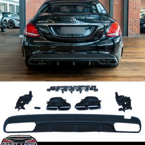 MERCEDES C CLASS REAR DIFFUSER & TAILPIPES W205 C63 AMG STYLE
