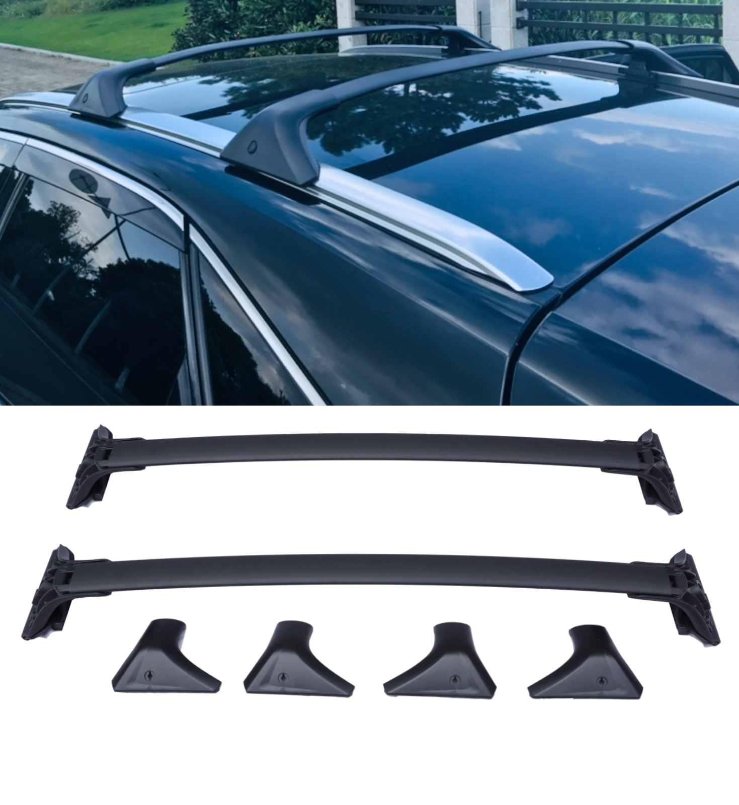ALUMINIUM ROOF RAILS CROSS BARS RACK BLACK FOR LEXUS RX 2016-2022