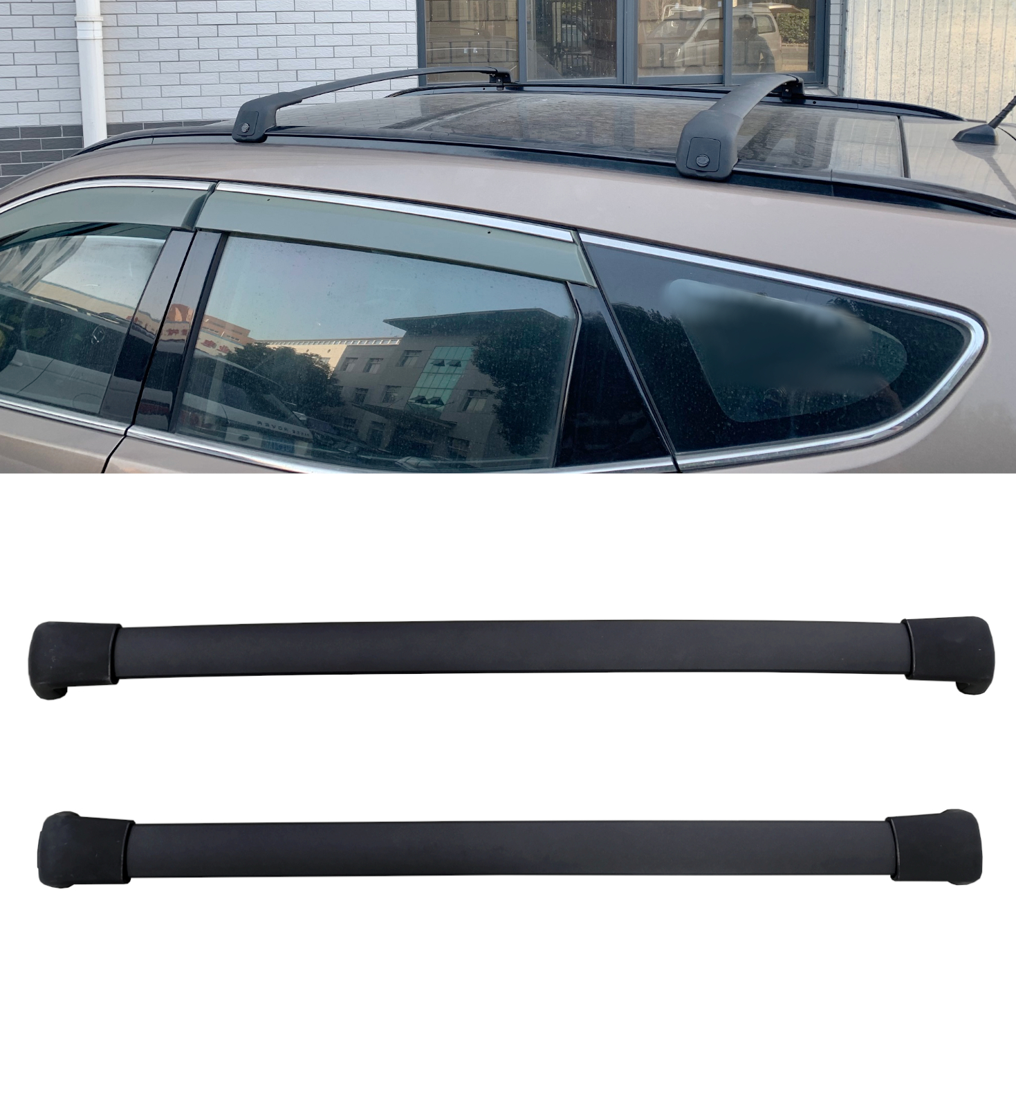 ALUMINIUM ROOF RAILS CROSS BAR RACK BLACK FOR HYUNDAI SANTA FE 2014+