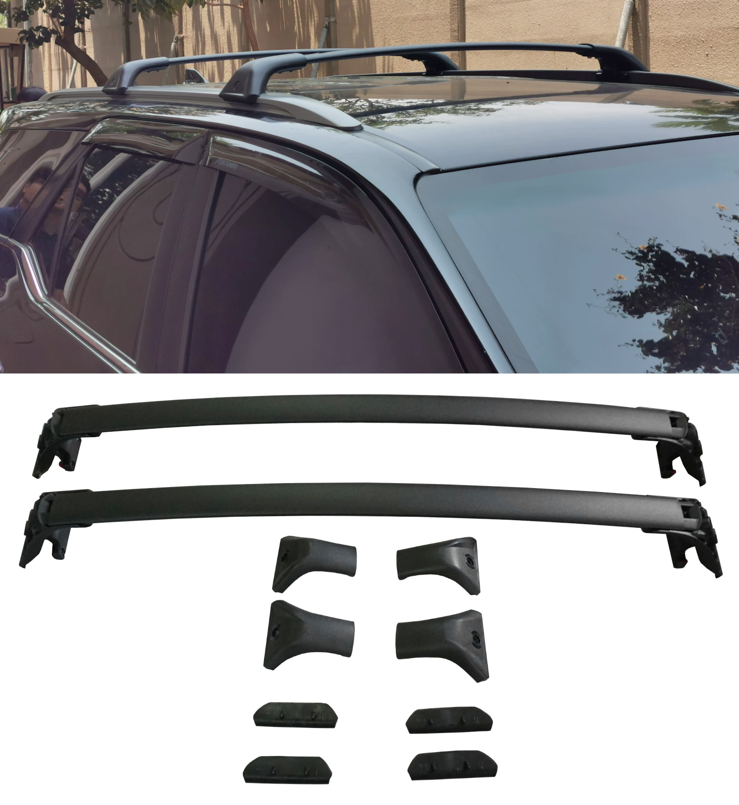 ALUMINIUM ROOF CROSS BAR RACK RAILS BLACK FOR MITSUBISHI OUTLANDER 2016+
