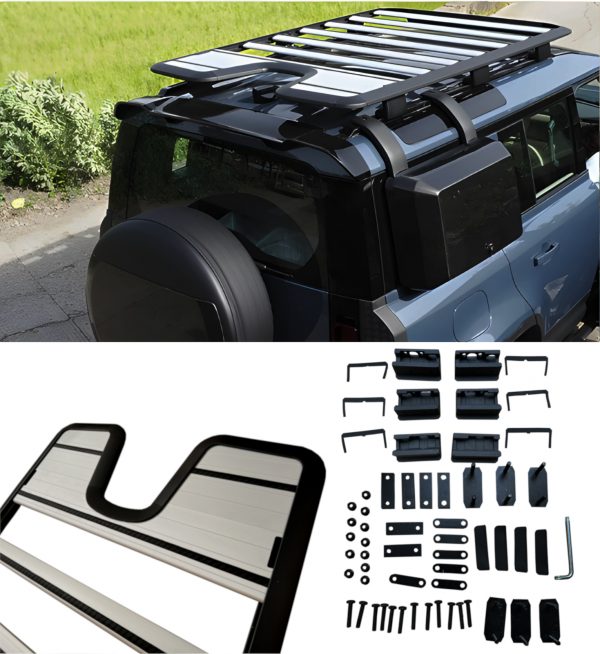 ALUMINIUM ROOF BASKET SILVER MATTE BLACK FOR LAND ROVER DEFENDER L663 2020+ - Image 3