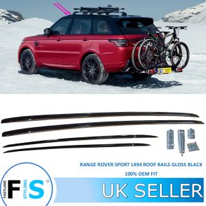 FOR LAND ROVER RANGE ROVER SPORT L494 ROOF RAILS BARS GLOSS BLACK 100% OEM FIT
