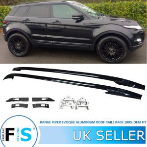 ROOF RAILS ROOF BAR ALUMINIUM GLOSS BLACK FOR RANGE ROVER EVOQUE L538 2011-2019