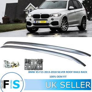 BMW X5 F15 F85 2013-2018 FLUSH SILVER ALUMINIUM ROOF RAILS