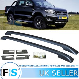 ROOF RAILS ROOF BARS ALUMINIUM BLACK FOR FORD RANGER T6 2011-2019