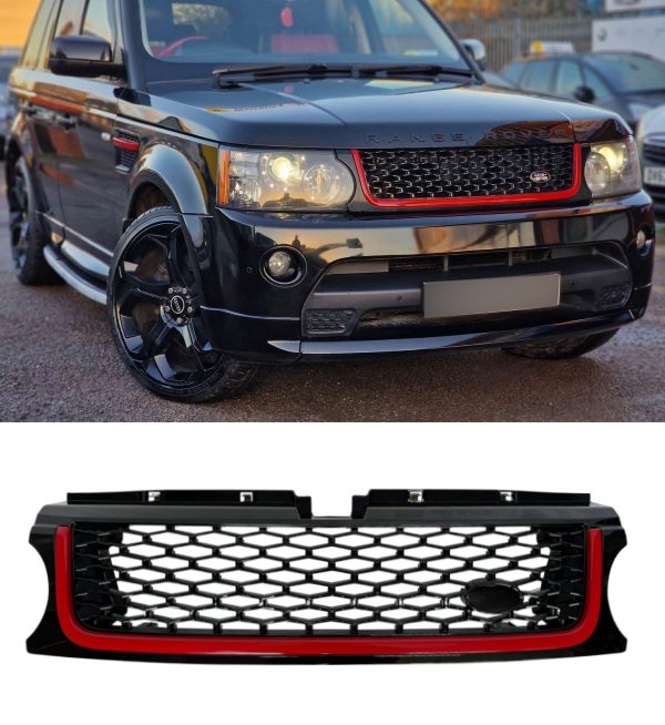 FRONT GRILLE GLOSS BLACK FOR RANGE ROVER  SPORT L320 FACELIFT 2010-2013