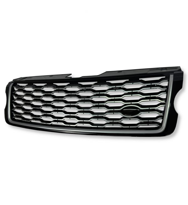FRONT GRILLE 2018 LOOK GLOSS BLACK AND SILVER FOR RANGE ROVER VOGUE L405 2013-17 - Image 2