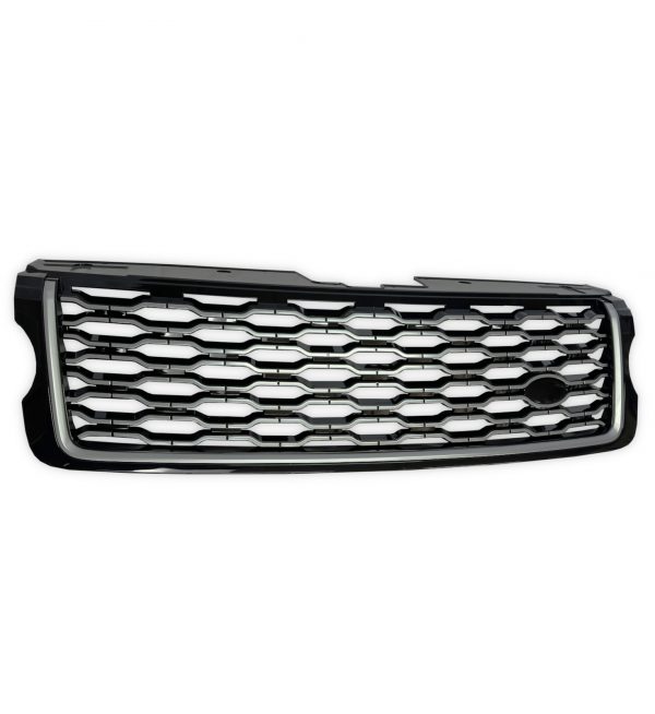 FRONT GRILLE 2018 LOOK GLOSS BLACK AND SILVER FOR RANGE ROVER VOGUE L405 2013-17 - Image 3
