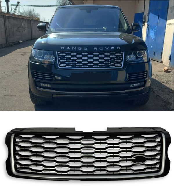FRONT GRILLE 2018 LOOK GLOSS BLACK AND SILVER FOR RANGE ROVER VOGUE L405 2013-17