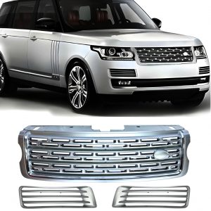 FRONT GRILLE AND FOG COVER SET SILVER AND CHROME FOR RANGE ROVER VOGUE L405 2013