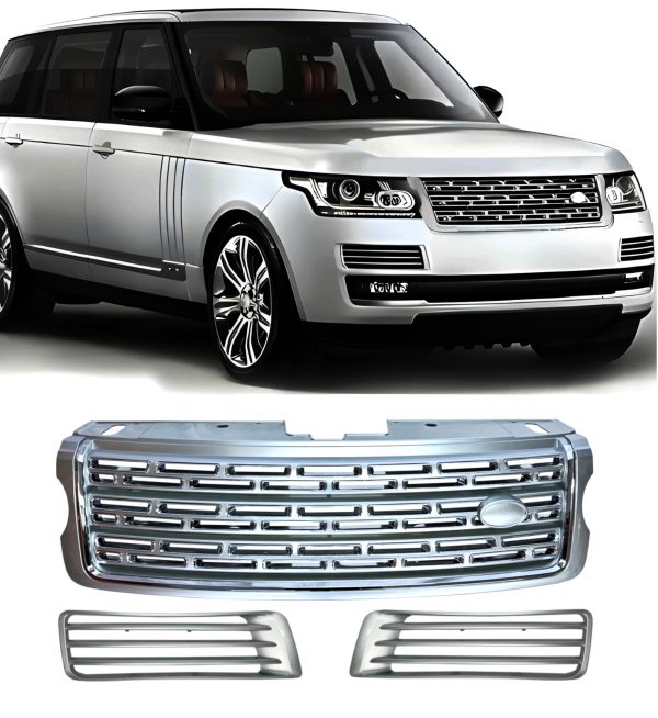 FRONT GRILLE AND FOG COVER SET SILVER AND CHROME FOR RANGE ROVER VOGUE L405 2013