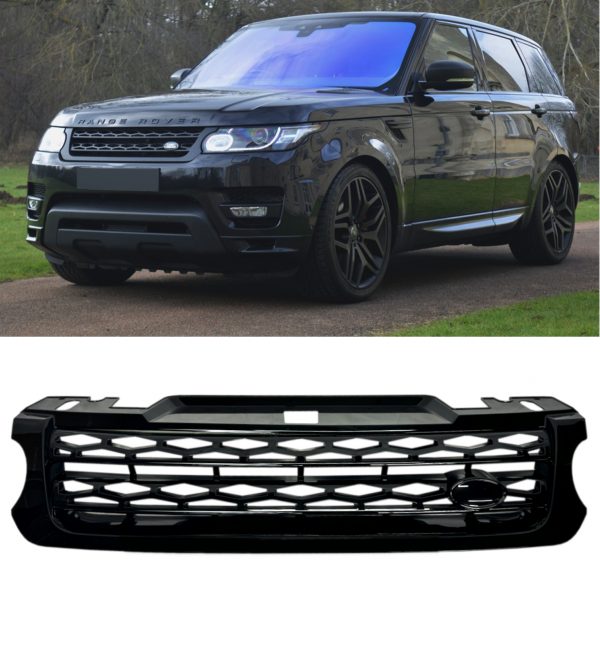 FRONT GRILLE ALL GLOSS BLACK FOR RANGE ROVER SPORT L494 2014+