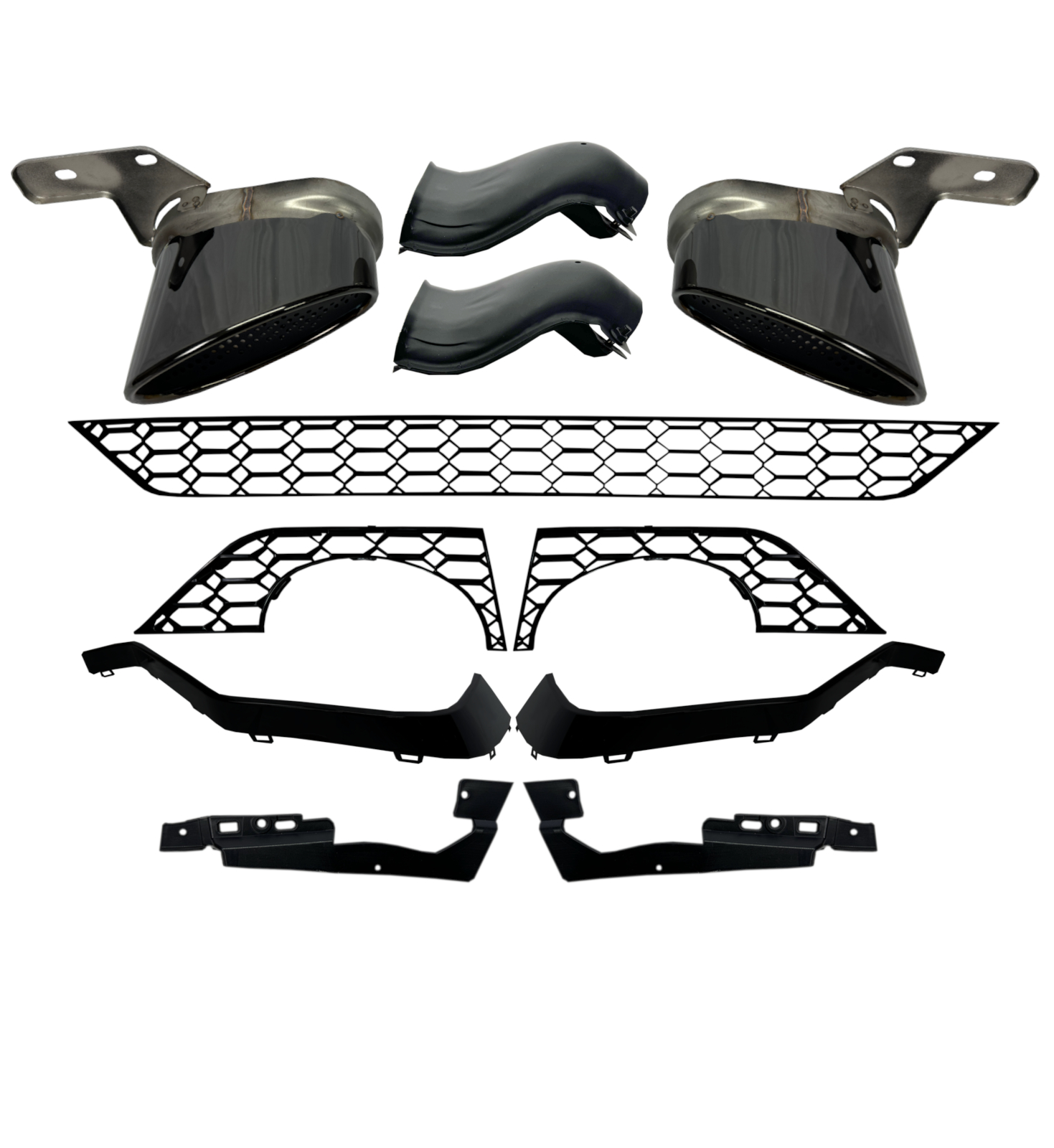 REAR BUMPER WITH BLACK TAILPIPES RS6 STYLE GLOSS BLACK FOR AUDI A6 C8 2019+ - Image 6