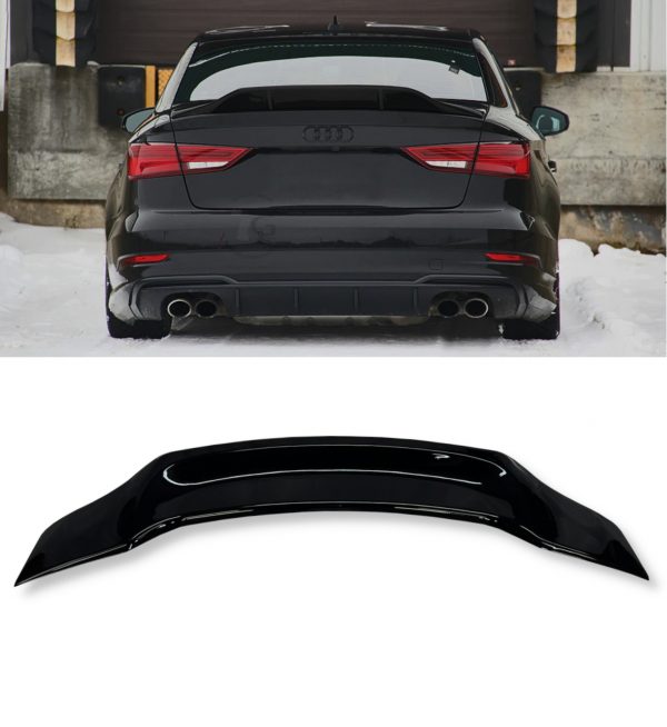 REAR BOOT SPOILER RS3 STYLE DUCKTAIL GLOSS BLACK FOR AUDI A3 8Y SALOON 2020+