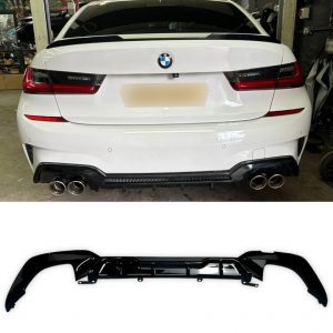REAR DIFFUSER VALANCE QUAD EXHAUST GLOSS BLACK FOR BMW 3 SERIES G20 G21 2018-2021