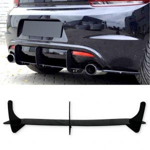 REAR DIFFUSER ADD ON CANARD FINS GLOSS BLACK FOR VW SCIROCCO R MK3 2008-2014