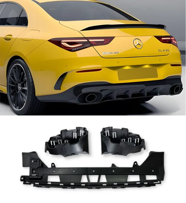 REAR DIFFUSER GLOSS BLACK WITH BLACK TIPS CLA 35 STYLE FOR MERCEDES CLA C118 2019+ - Image 6