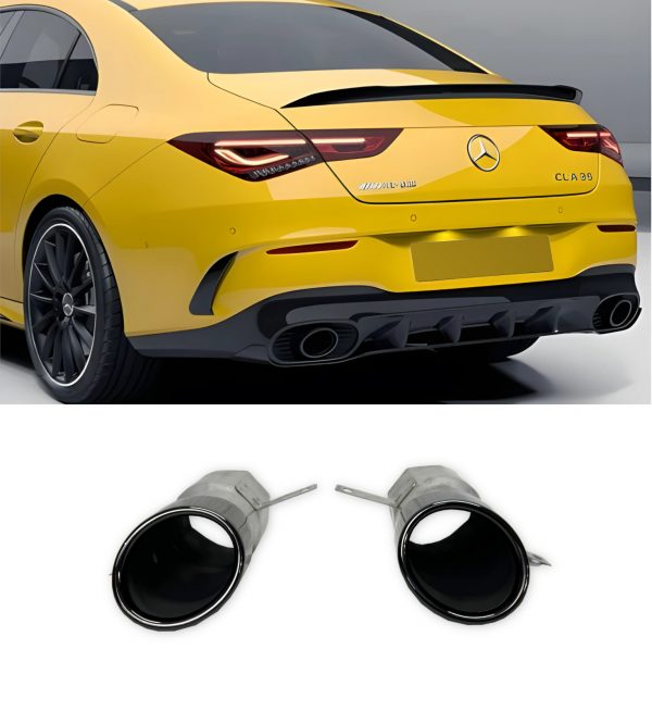 REAR DIFFUSER GLOSS BLACK WITH BLACK TIPS CLA 35 STYLE FOR MERCEDES CLA C118 2019+ - Image 7