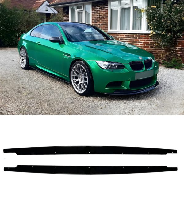 SIDE SKIRT EXTENSION BLADES GLOSS BLACK FOR BMW 3 SERIES E92 E93 M3 2007-2013