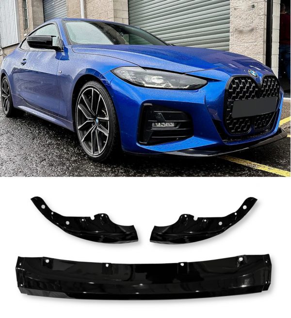FRONT LIP SPLITTER GLOSS BLACK FOR BMW 4 SERIES G22 G23 M SPORT 2020+