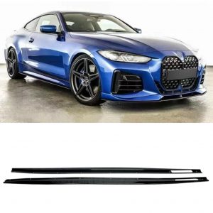 SIDE SKIRT EXTENSION BLADES GLOSS BLACK FOR BMW 4 SERIES G22 G23 2-DOOR 2020+