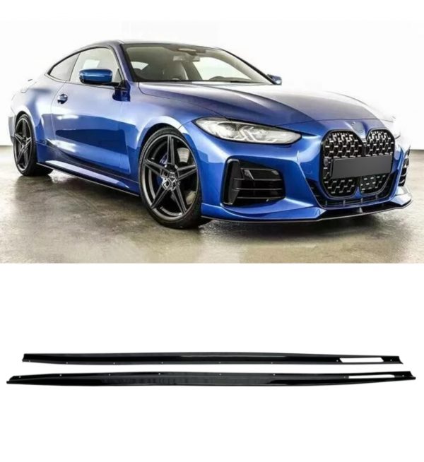 SIDE SKIRT EXTENSION BLADES GLOSS BLACK FOR BMW 4 SERIES G22 G23 2-DOOR 2020+