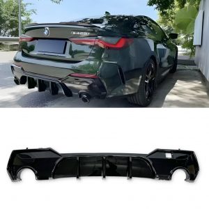 REAR DIFFUSER DUAL EXIT GLOSS BLACK FOR BMW 4 SERIES G22 G23 2-DOOR 2020+