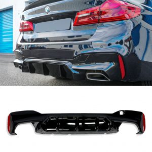 REAR DIFFUSER M5 STYLE GLOSS BLACK FOR BMW 5 SERIES G30 2017-2021