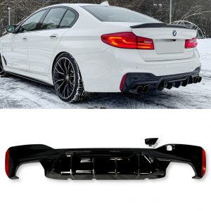 REAR DIFFUSER M5 COMPETITION STYLE GLOSS BLACK FOR BMW 5 SERIES G30 2017-2021