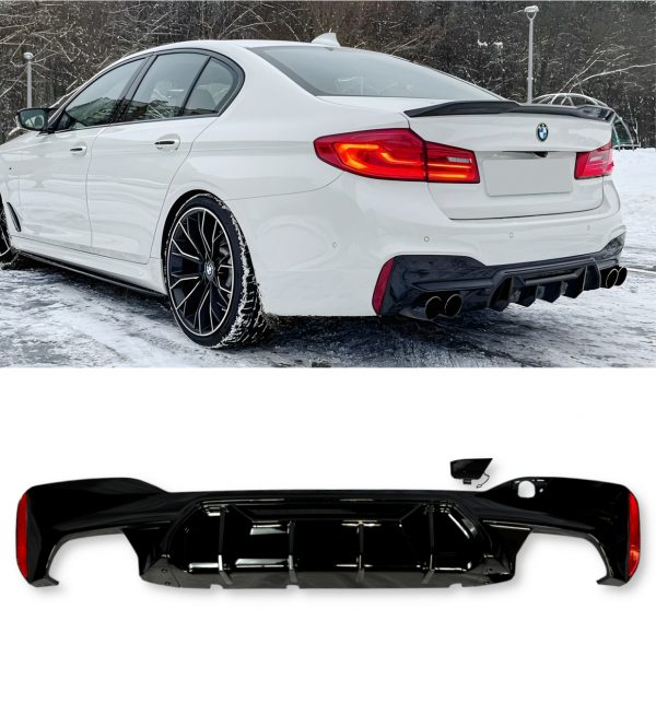 REAR DIFFUSER M5 COMPETITION STYLE GLOSS BLACK FOR BMW 5 SERIES G30 2017-2021