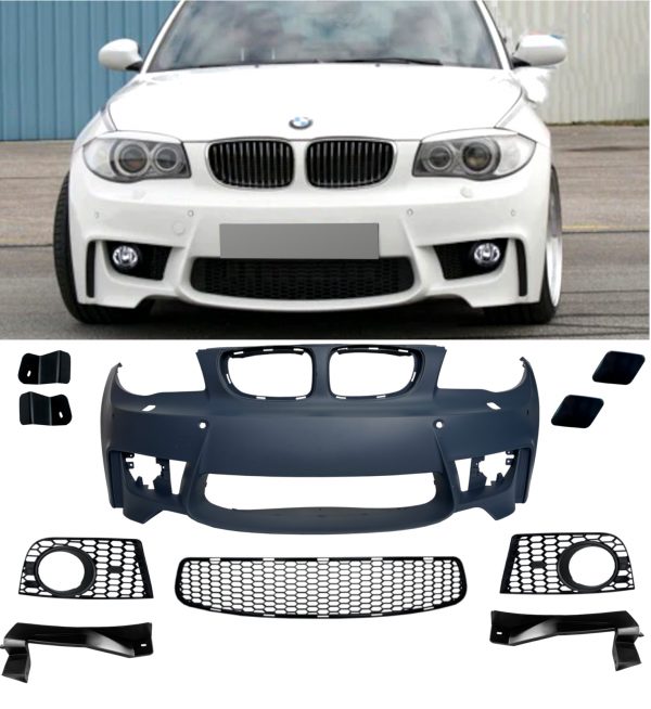FRONT BUMPER GRILLE BODY KIT 1M LOOK PRIMED FOR BMW 1 SERIES E81 E82 E87 E88
