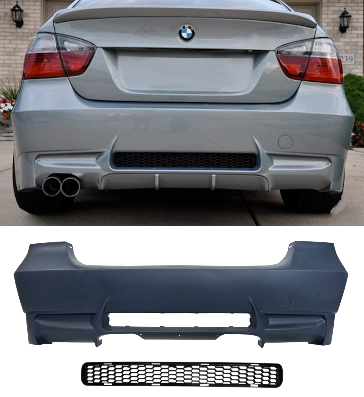 REAR BUMPER M3 LOOK PRIMED FOR BMW 3 SERIES E90 PRE LCI 2005-2008
