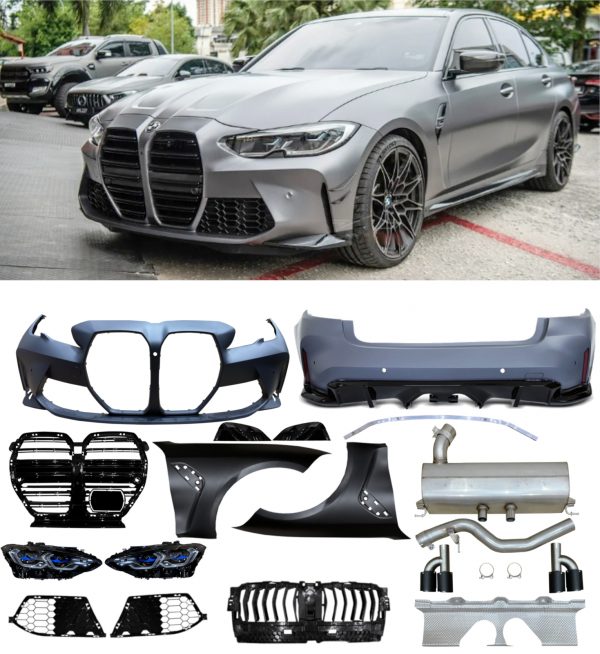 BMW 3 SERIES G20 TO G80 CONVERSION BODY KIT PRIMED BUMPERS TIPS HEADLIGHTS WINGS