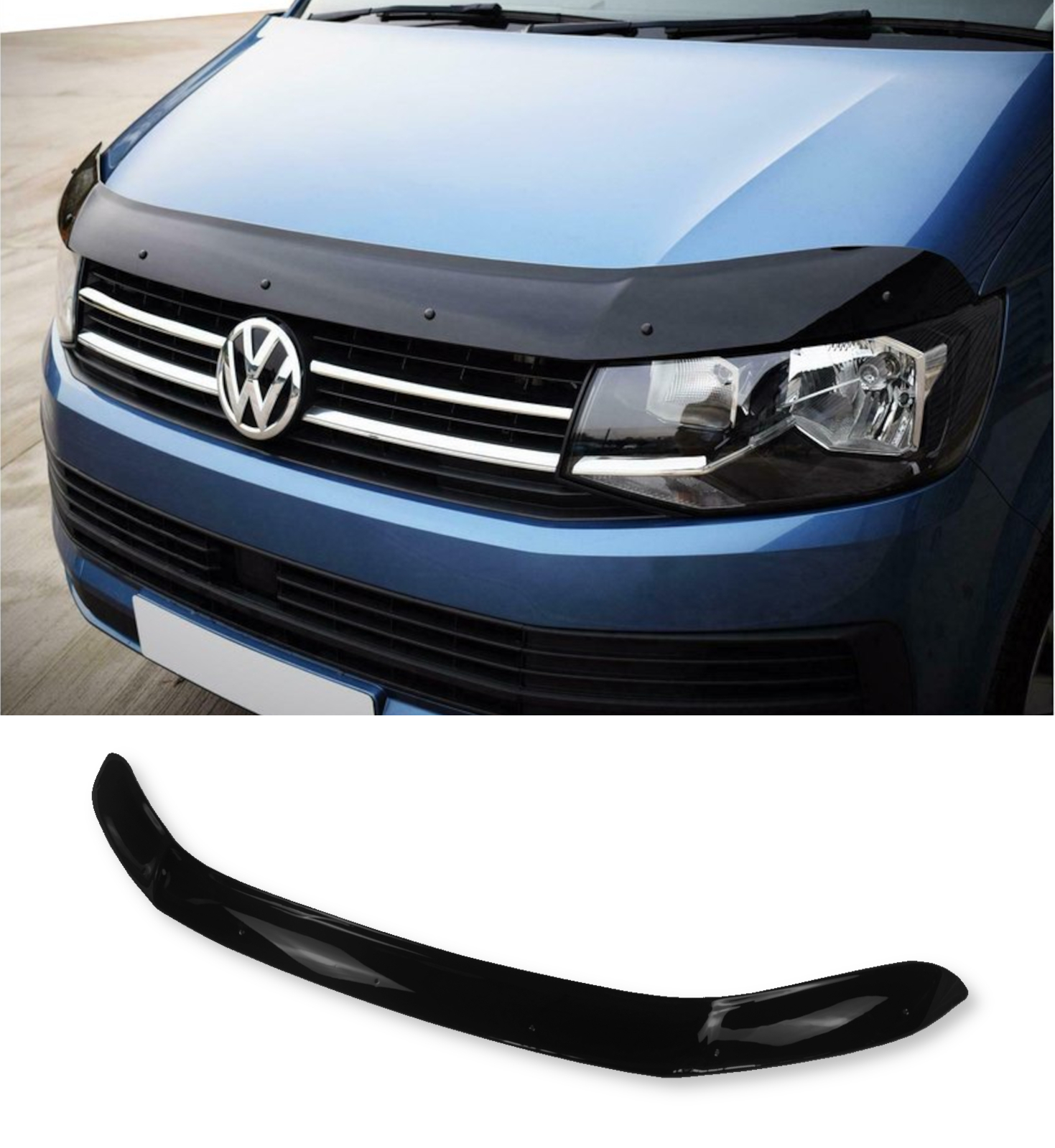 FRONT BONNET GUARD GLOSS BLACK FOR VW TRANSPORTER T6 2015-2019 & T6.1 2019-2021 - Image 4