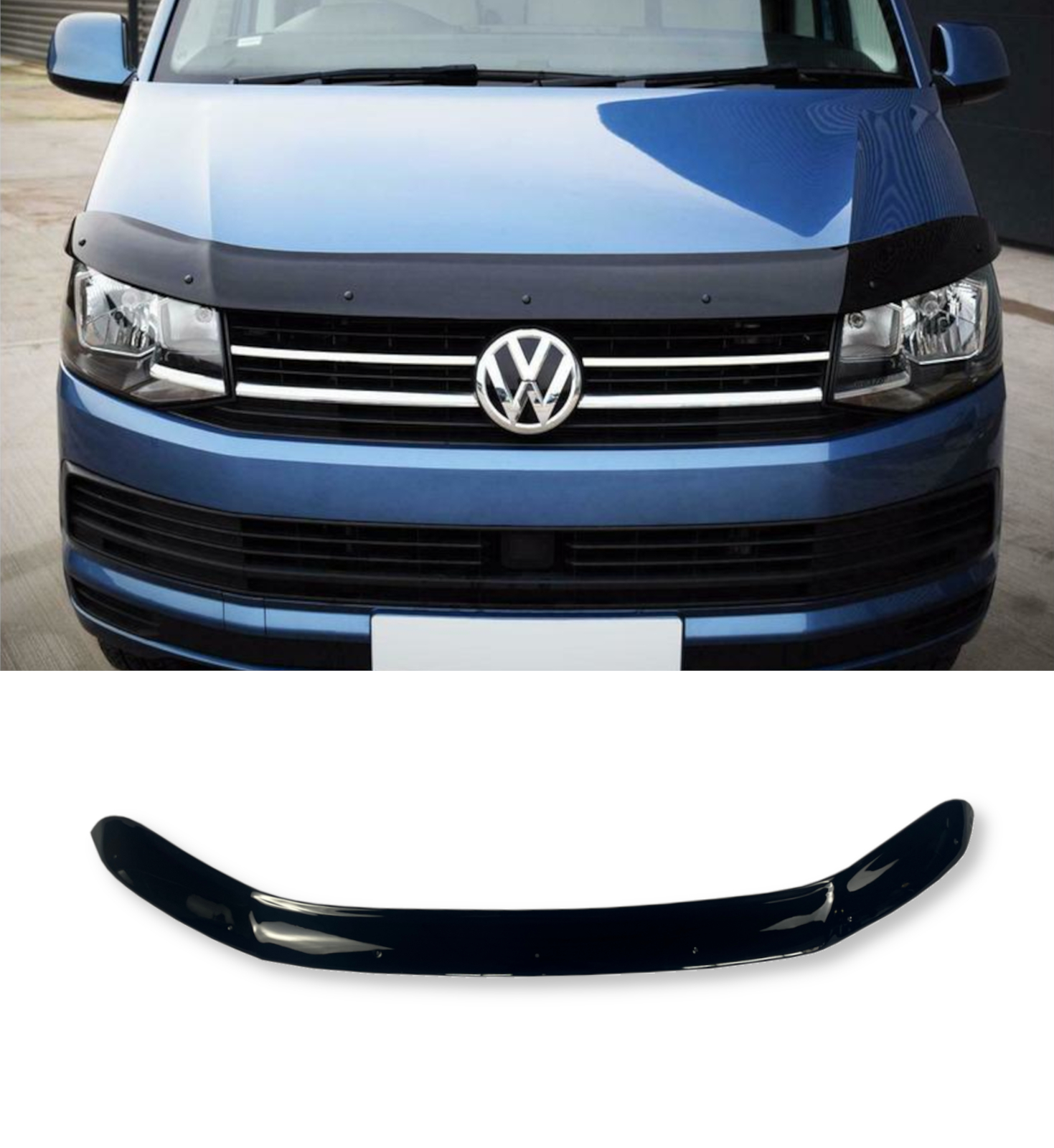FRONT BONNET GUARD GLOSS BLACK FOR VW TRANSPORTER T6 2015-2019 & T6.1 2019-2021