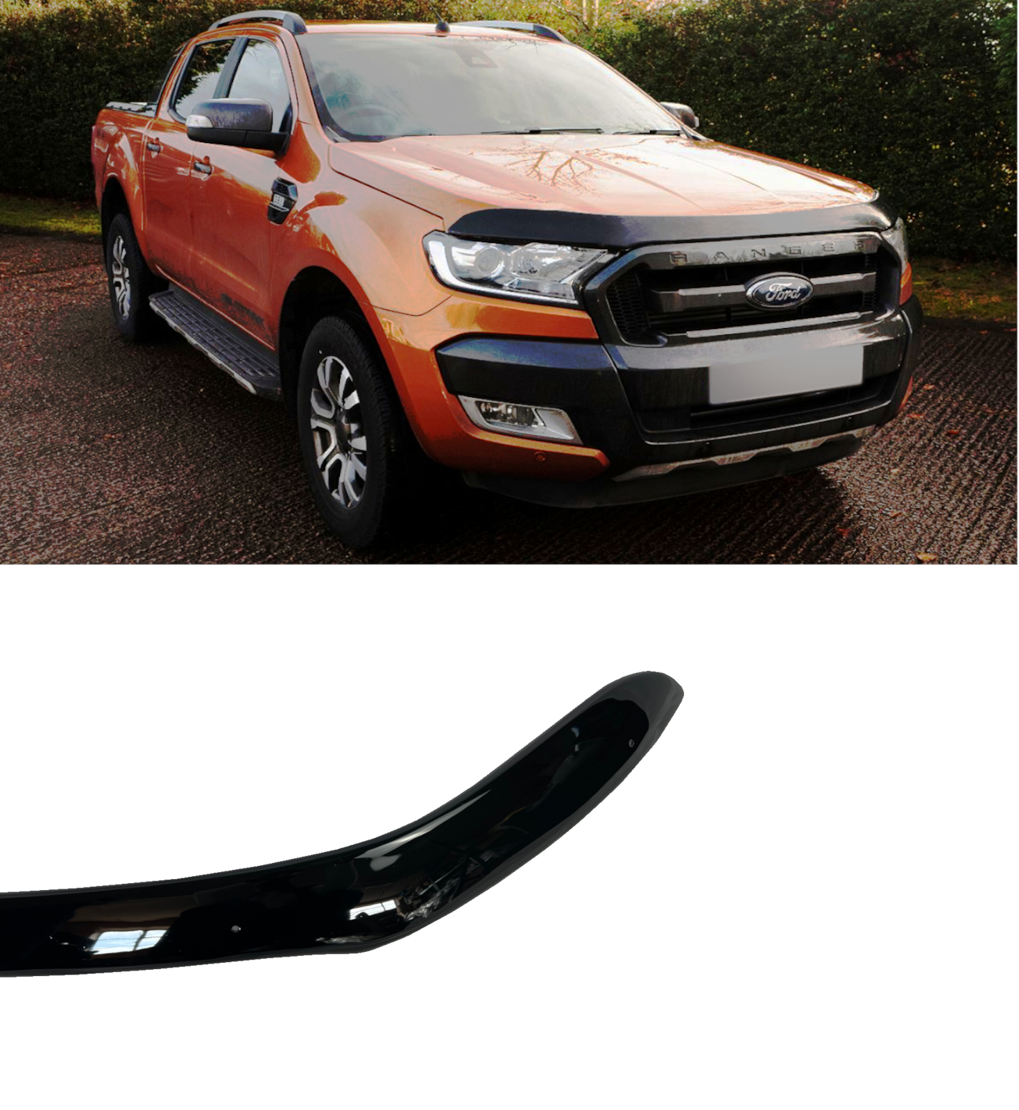 FRONT BONNET PROTECTOR GLOSS BLACK FOR FORD RANGER T7 2015-2019 AND T9 2019-2022 - Image 4