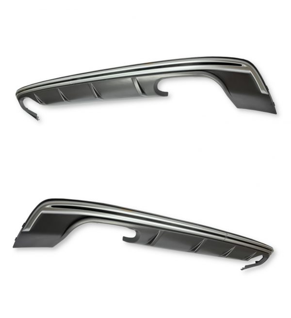 REAR DIFFUSER WITH SILVER STRIP MATTE BLACK FOR AUDI A3 S3 HATCHBACK 2013+ - Image 2