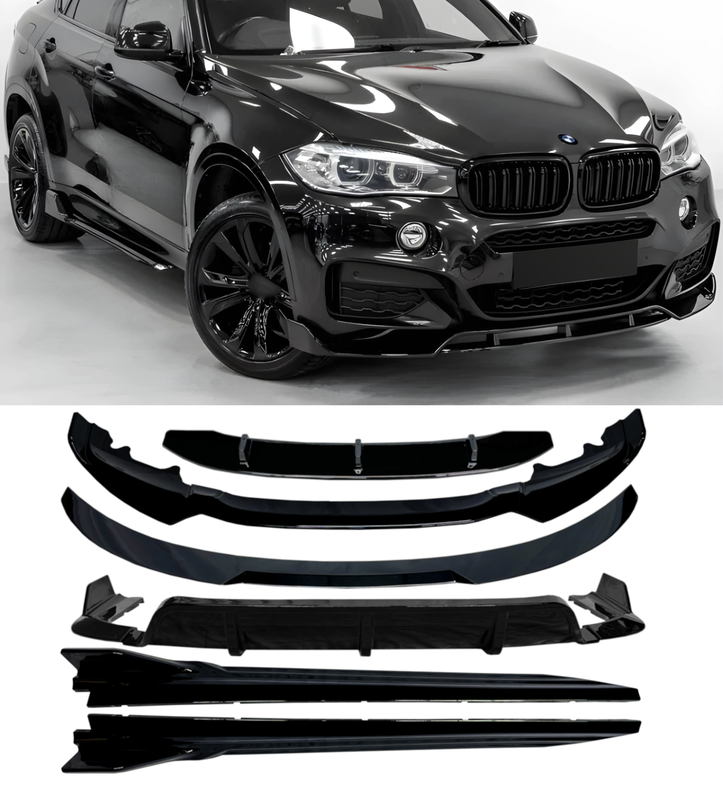 FRONT & REAR FULL AERO BODY KIT G06 STYLE GLOSS BLACK FOR BMW X6 F16 2015-2019